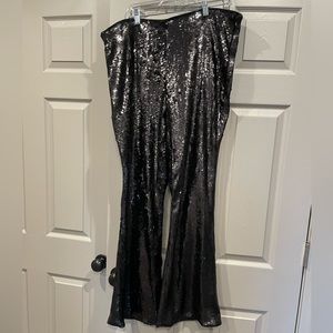 High-Rise Sequin Full Length Flare Pants